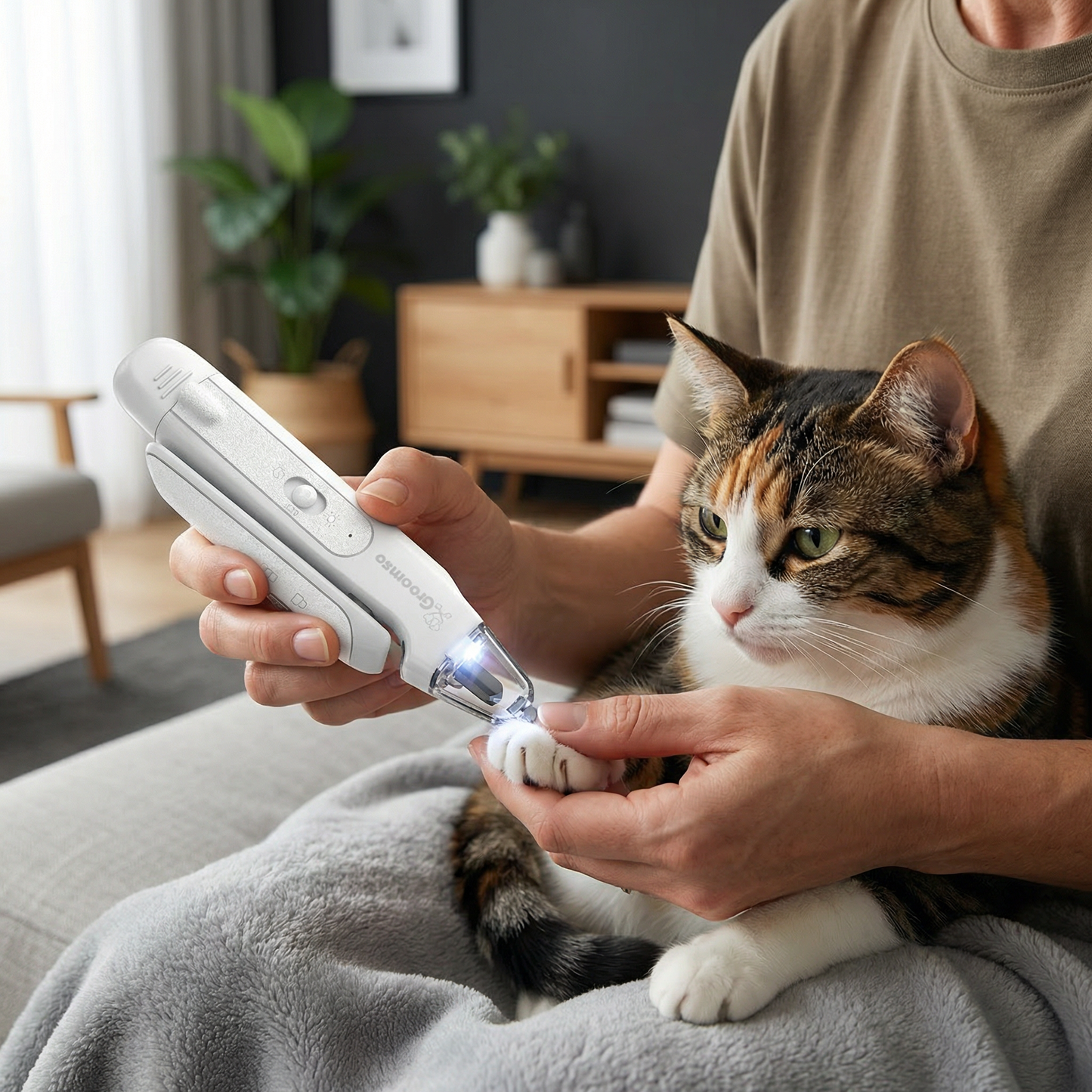 2-in-1 Pet Nail Clipper & Trimmer with LED – Quiet Grooming Tool for Dogs & Cats