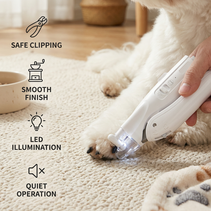 2-in-1 Pet Nail Clipper & Trimmer with LED – Quiet Grooming Tool for Dogs & Cats