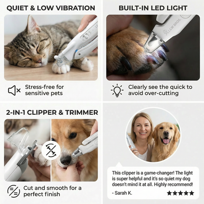 2-in-1 Pet Nail Clipper & Trimmer with LED – Quiet Grooming Tool for Dogs & Cats