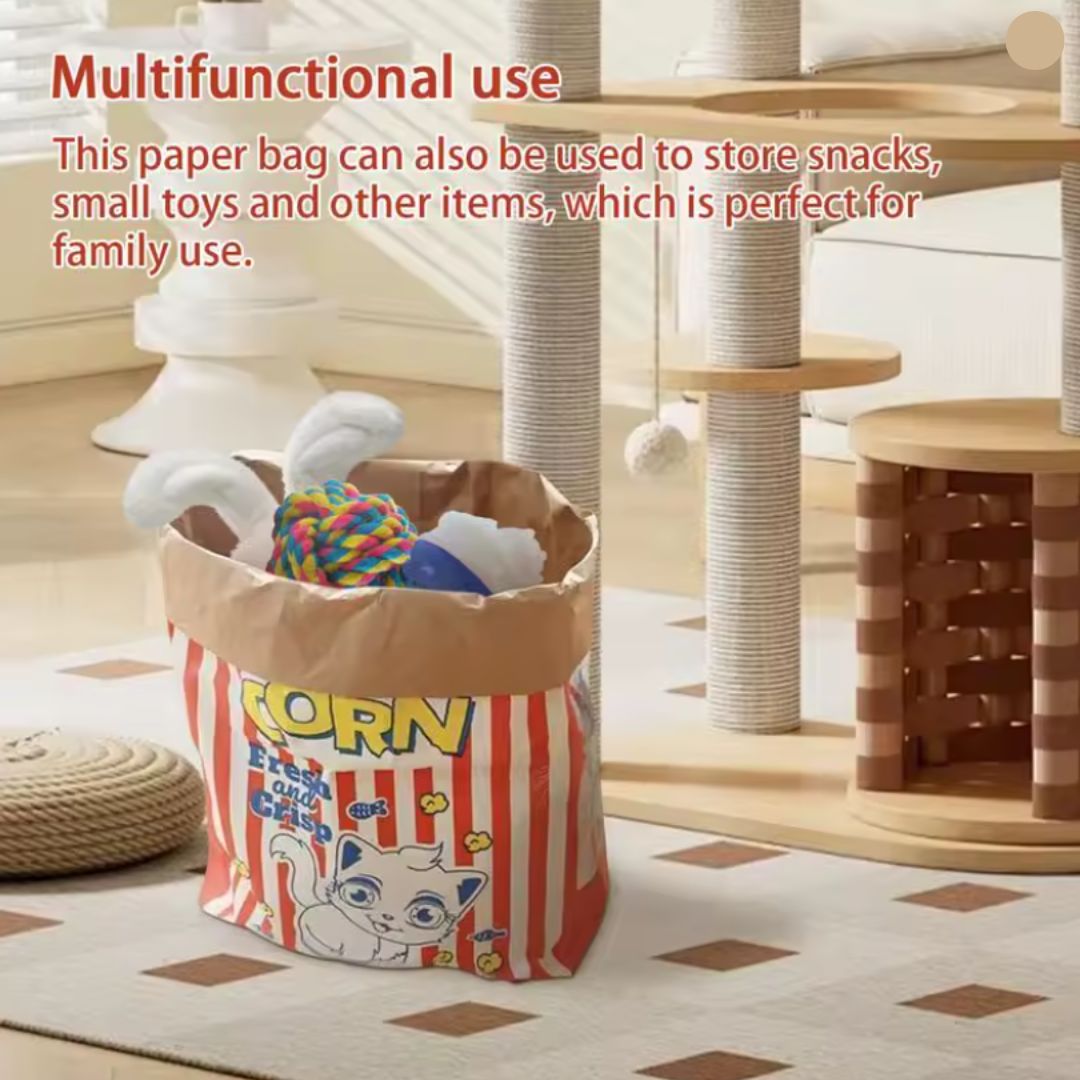 Cat Sleep & Play Cardboard Popcorn Bag