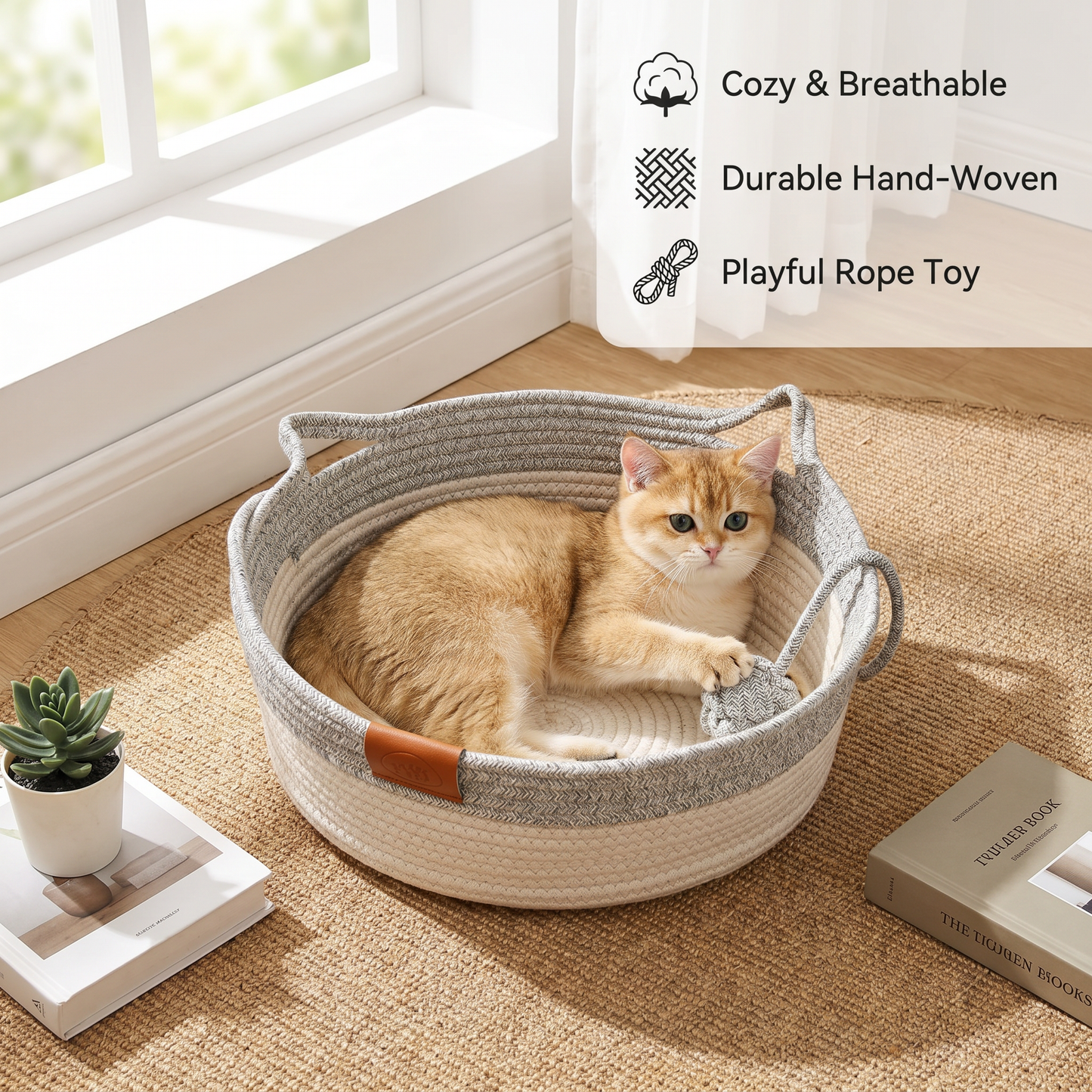 Hand - Woven Cotton Rope Cat Bed