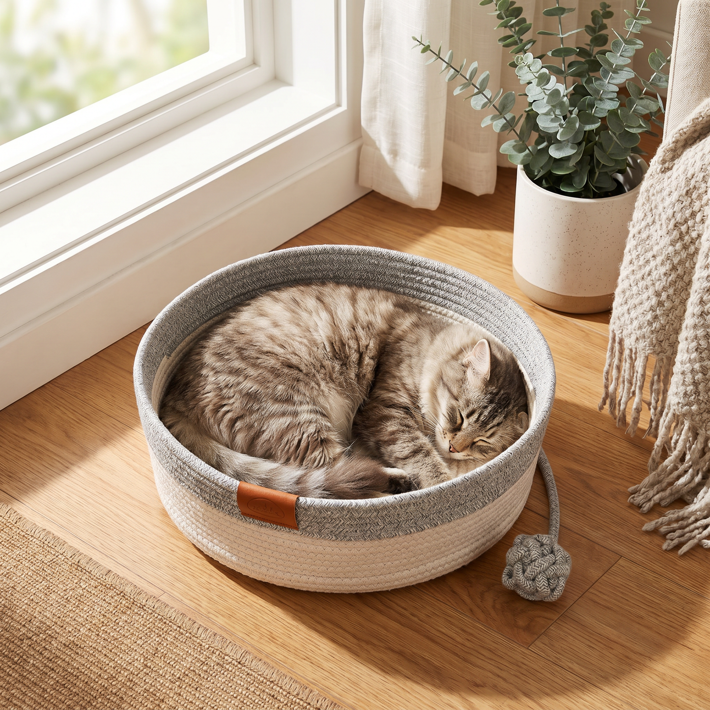 Hand - Woven Cotton Rope Cat Bed