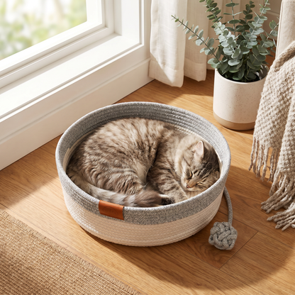 Hand - Woven Cotton Rope Cat Bed