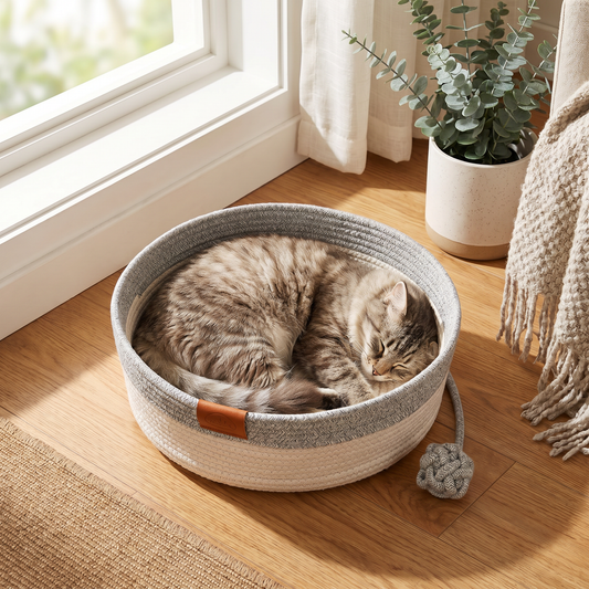 Hand - Woven Cotton Rope Cat Bed