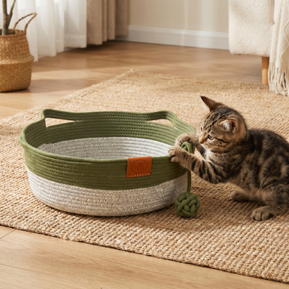 Hand - Woven Cotton Rope Cat Bed