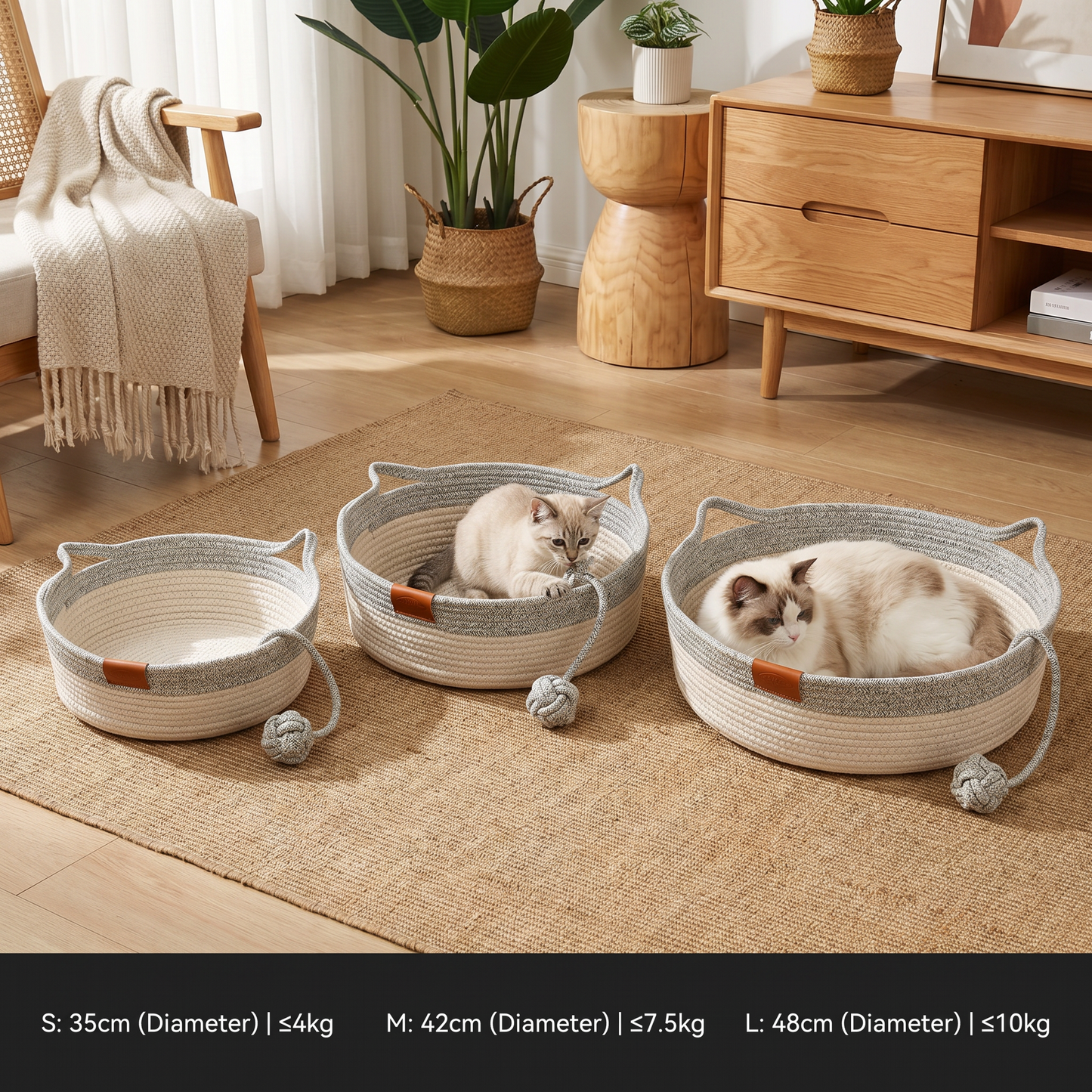 Hand - Woven Cotton Rope Cat Bed
