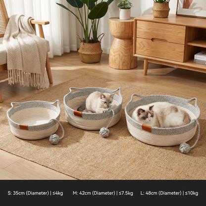Hand - Woven Cotton Rope Cat Bed