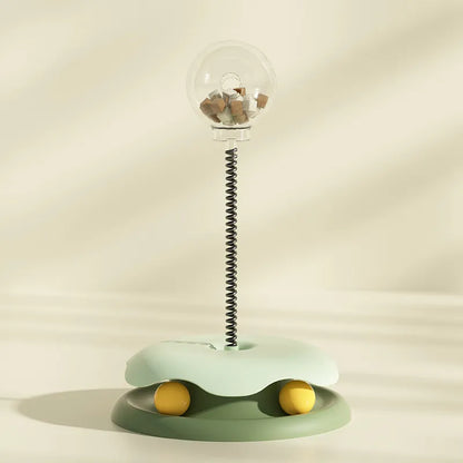 Interactive Cat Toy With Treat Dispenser And Flexible Rod