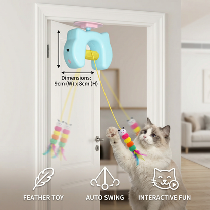 Interactive Cat Toy with Feather & Auto Swing – Electric Door Hanging Toy for Cats