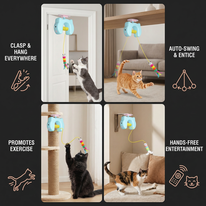 Interactive Cat Toy with Feather & Auto Swing – Electric Door Hanging Toy for Cats