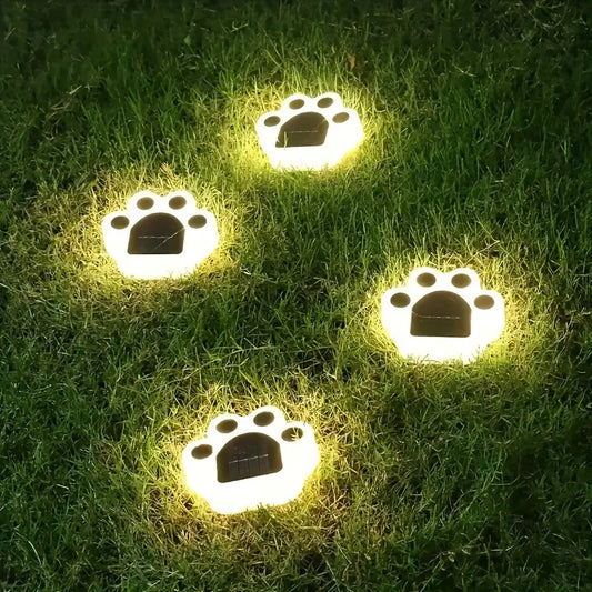 Wireless Solar Garden Lighting In Paw Print Design