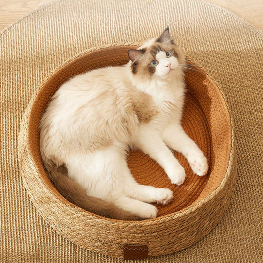 Hand - Woven Rattan Cat Scratching Bed