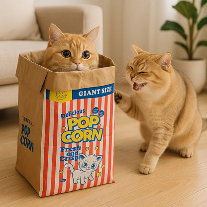 Cat Sleep & Play Cardboard Popcorn Bag