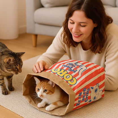 Cat Sleep & Play Cardboard Popcorn Bag