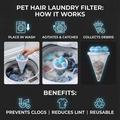 Pet Hair Laundry Filter for Washing Machines – Reusable Hair Catcher Bag
