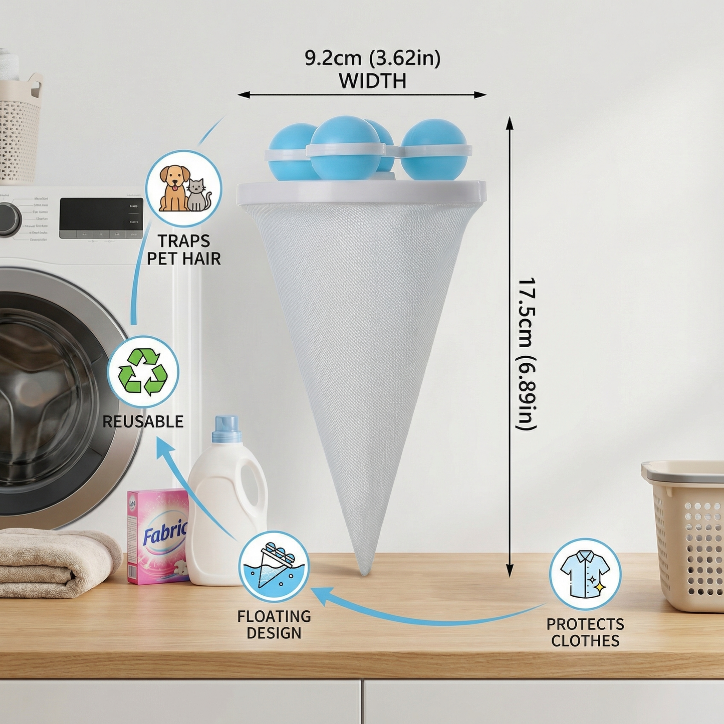 Pet Hair Laundry Filter for Washing Machines – Reusable Hair Catcher Bag